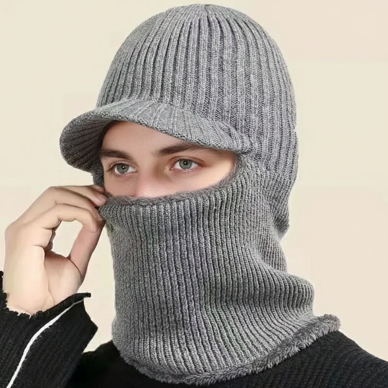 Knit Beanie Balaclava with Visor – Full Coverage Without the Bulk