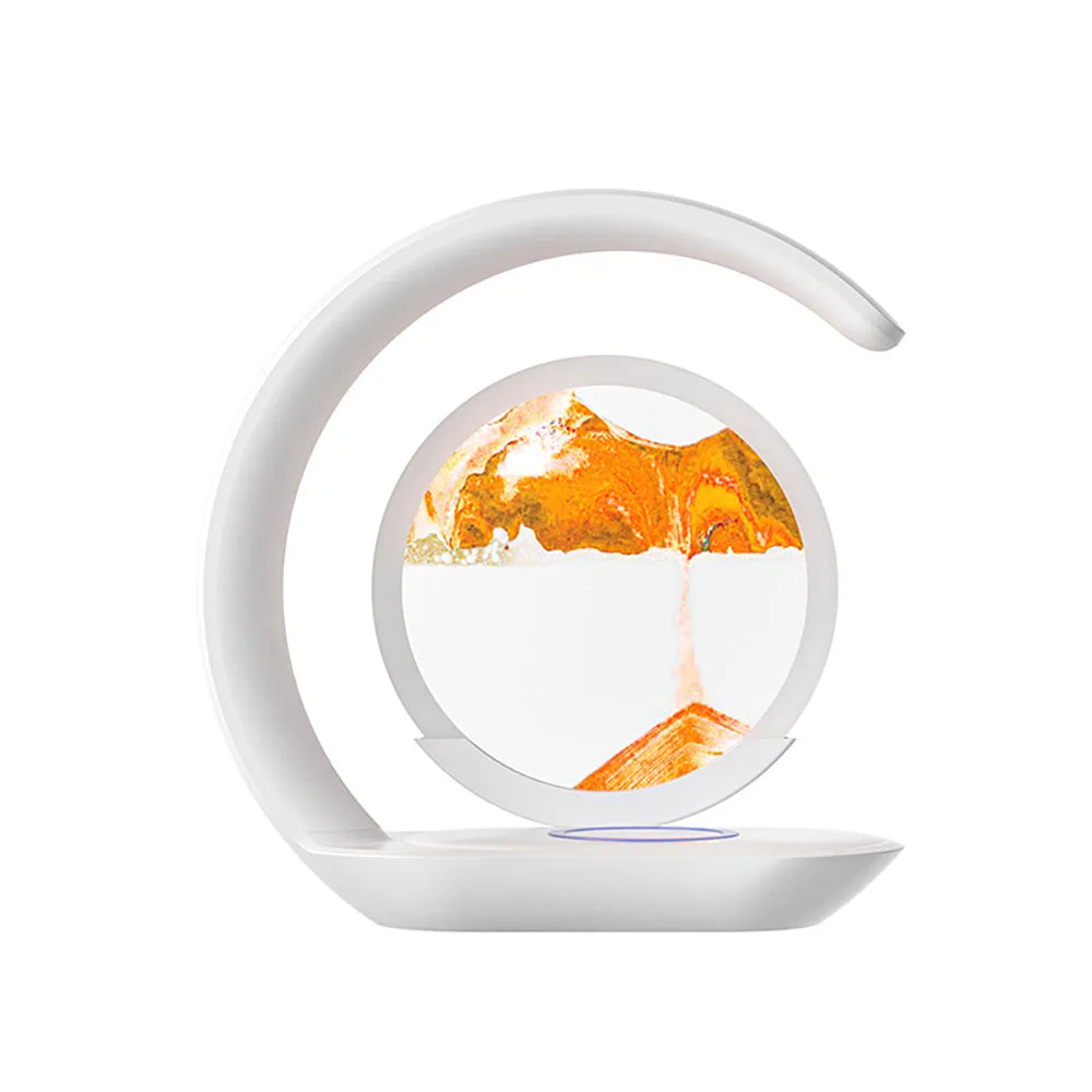 3D Sand Art Table Lamp with Wireless Charger – Ambient Light, Built-In Charging